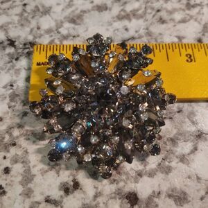 Vintage Juliana Floral Wreath Smoke Navettes Silver Tone Brooch